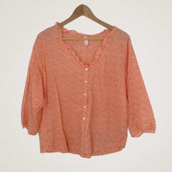 Esplanade Tops - Esplanada Polka Dot Cotton Button Up Shirt